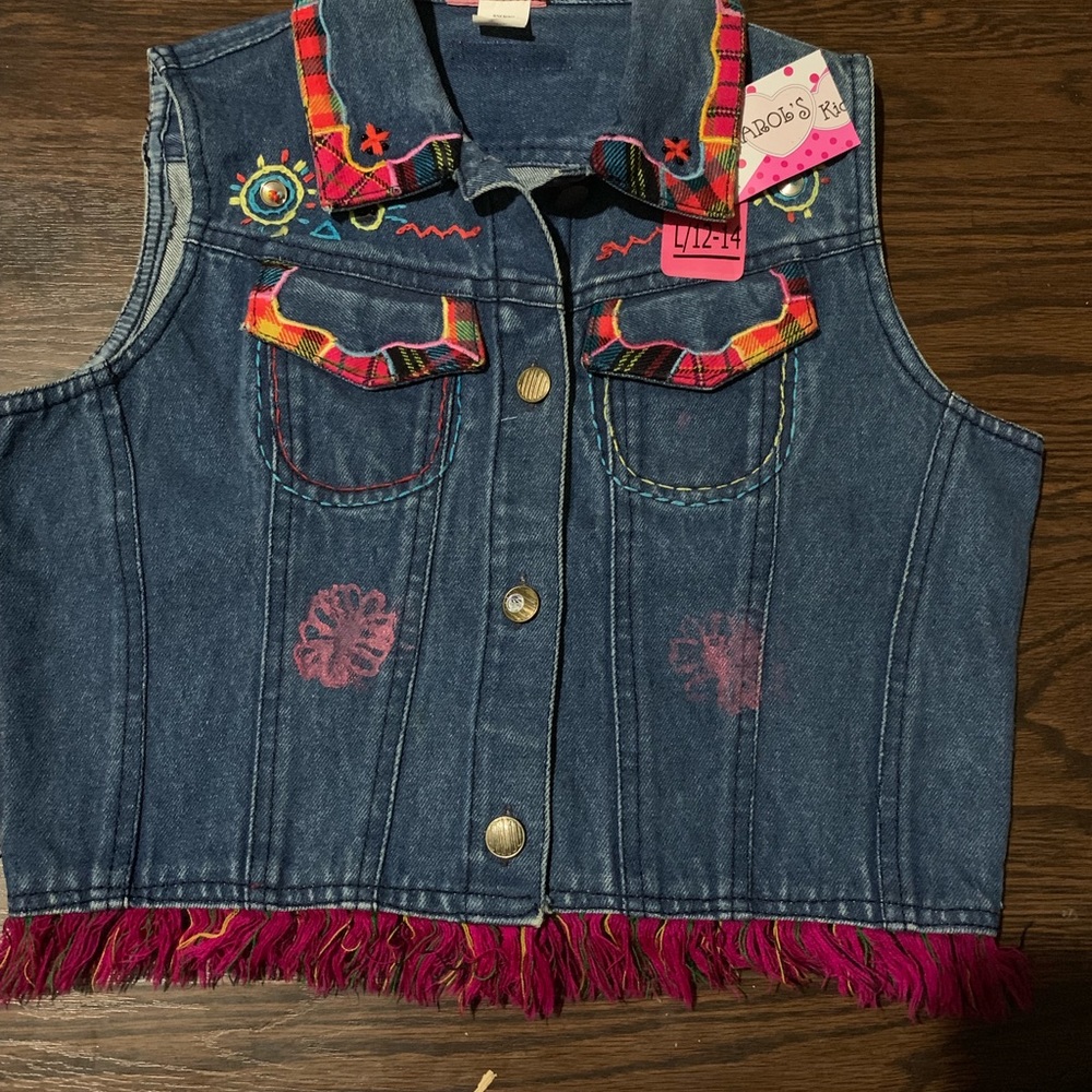 SOLD Girls Embroidered Denim Vest